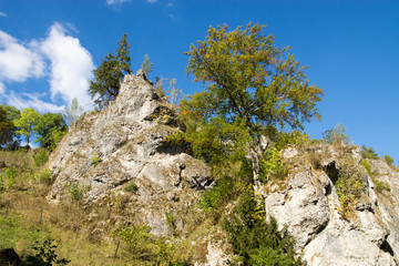 Fototapeta premium Fränkische Schweiz, Weihersmühle im Kleinziegenfelder Tal, Deutschland