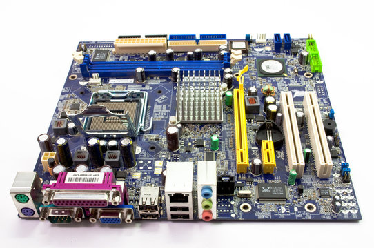 Typical new PC computer motherboard