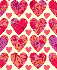 Floral heart seamless pattern.