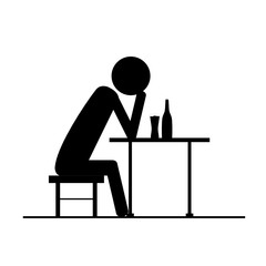 drunk man icon vector silhouette on chair