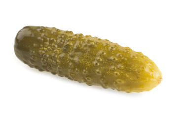 Pickled cucumbers on white background