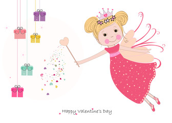 Cute fairy tale with colorful gift box vector background