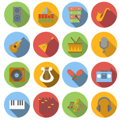 Music flat icons set