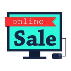 Online sale flat illustration