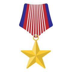 Medal with star cartoon icon