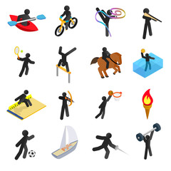 Fototapeta na wymiar Summer sports isometric 3d icons set