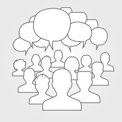 Icons of people with speech bubbles..Icons of people with speech