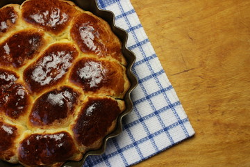 Pies on a baking sheet