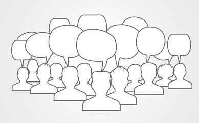 Icons of people with speech bubbles..