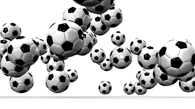Bouncing Soccer Balls On White Background.