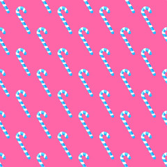 Sweet candy cane pink seamless pattern. Colorful sugar wrap paper. Celebration card background.