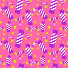 Fototapeta premium Sweet candy pink seamless pattern. Colorful sugar wrap paper. Celebration card background.