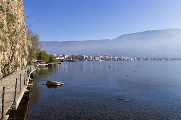 Beautiful autumn scenery in lake Ohrid