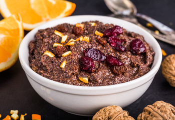 poppy seed mass with raisins, cranberries, orange peel