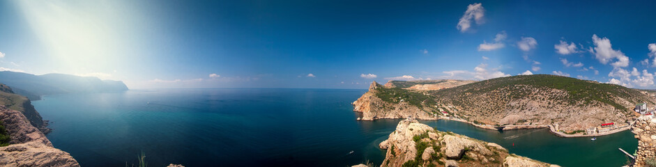 Fototapeta na wymiar Panoramic view of the surrounding mountains and the sea. Cape Balaklava. Balaclava. Crimea. Ukraine
