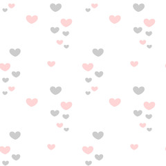 cute lovely romantic pink and grey hearts on white background valentine vector seamless pattern illustration
