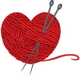 Wool knitting heart shape
