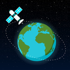 Space Satellite. The trajectory of the satellite around the Earth © Kalashnyk