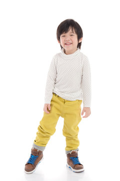 little asian boy on white background isolated