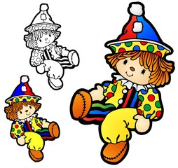 Clown doll, with no gradient and black only versions