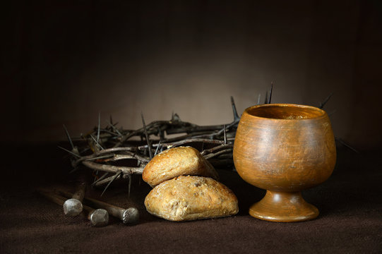 Communion Elements with Crown of Thorns and Nails