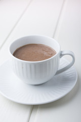 hot chocolate drink on white background