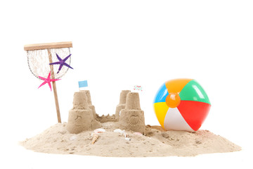 Beach with sand and toys