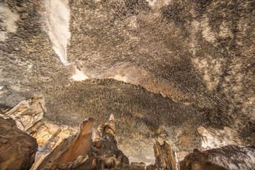 Wide cave stalactites 