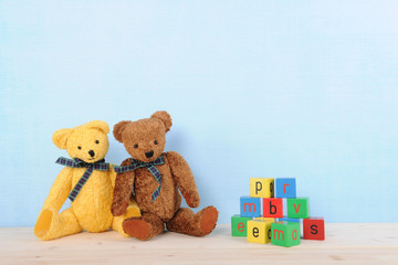 Teddy bears and blocks