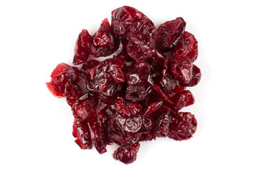 Dried cranberries  on white