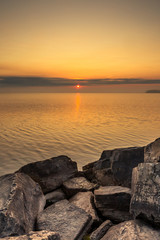 View of a beach at a Provincial Park in Ontario Canada during sunrise