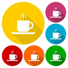 Coffee Icons set with long shadow