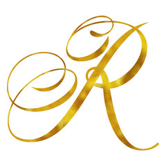 Monogram R Gold Faux Foil Monograms Metallic Initials