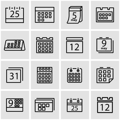 Vector line calendar icon set. Calendar Icon Object, Calendar Icon Picture, Calendar Icon Image - stock vector