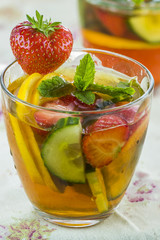 Refreshing Pimms cocktail with lemonade