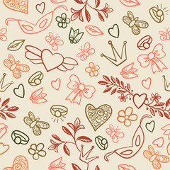 Seamless cartoon vector pattern for Valentine's Day.