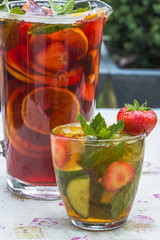 Refreshing Pimms cocktail with lemonade