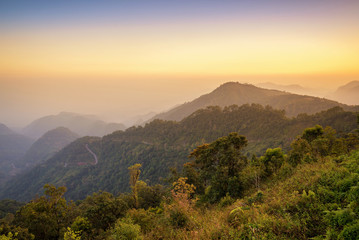 beautiful landscape sunrise view point of mountain in chiangmai