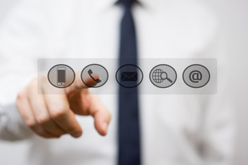 Entrepreneur is pressing virtual support and service buttons