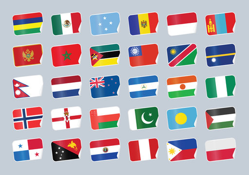 Set of world flags. Sticker with flags
