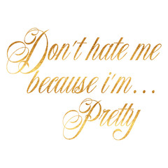 Hate Me Pretty Quote Gold Faux Foil Metallic Humorous Quotes