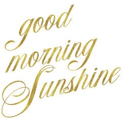 Fototapeta na wymiar Good Morning Sunshine Gold Faux Foil Metallic Motivational Quote