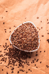 Flax seeds linseed in white bowl