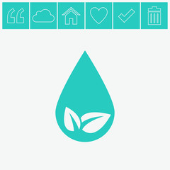 Eco water drop vector icon. Sprout in drop symbol. Ecological symbol.