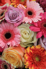 Fototapeta premium Gerberas and roses in bridal bouquet