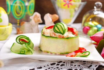 vegetable salad with mayonnaise and cucumber for easter