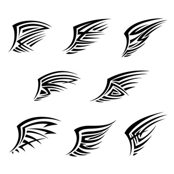 Black wings in tribal tattoo style