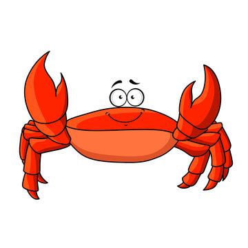 Cartoon red crab with upward claws
