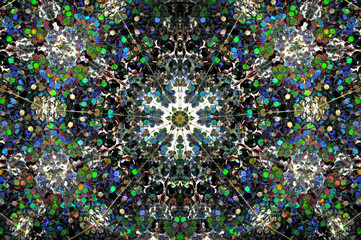 Abstract Background kaleidoscope effect polygon circle ornament.