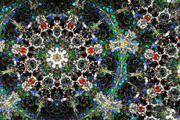 Abstract Background kaleidoscope effect polygon circle ornament.